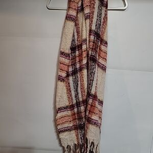 Plaid Cream and Pink Women's Scarf